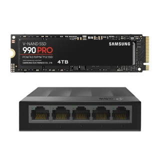 【SAMSUNG 三星】搭 5埠 交換器 ★ 990 PRO 4TB M.2 2280 PCIe 4.0 ssd固態硬碟(MZ-V9P4T0BW)