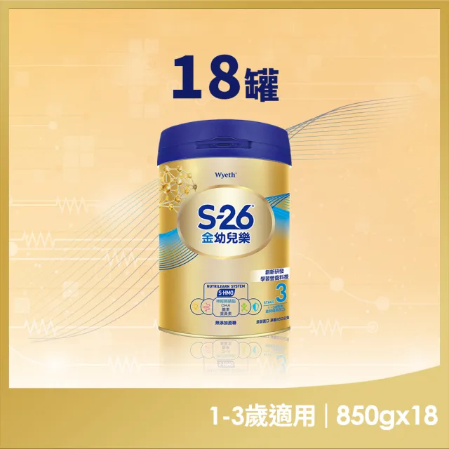 【S-26】金幼兒樂S-HMO配方1-3歲（850gx18罐）