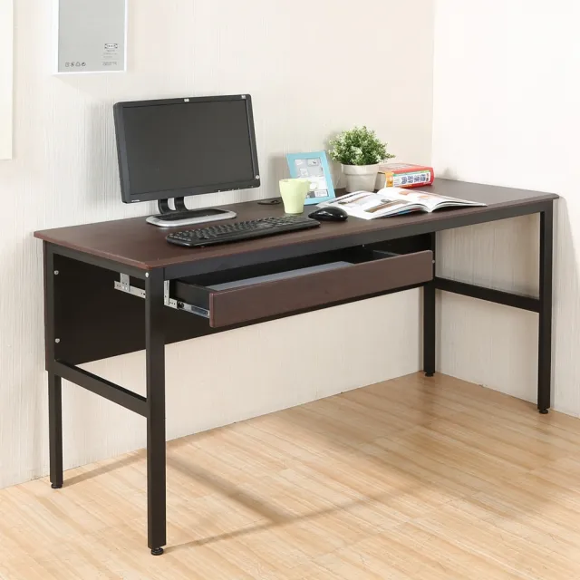 【DFhouse】頂楓150公分電腦辦公桌+1抽屜-黑橡木色