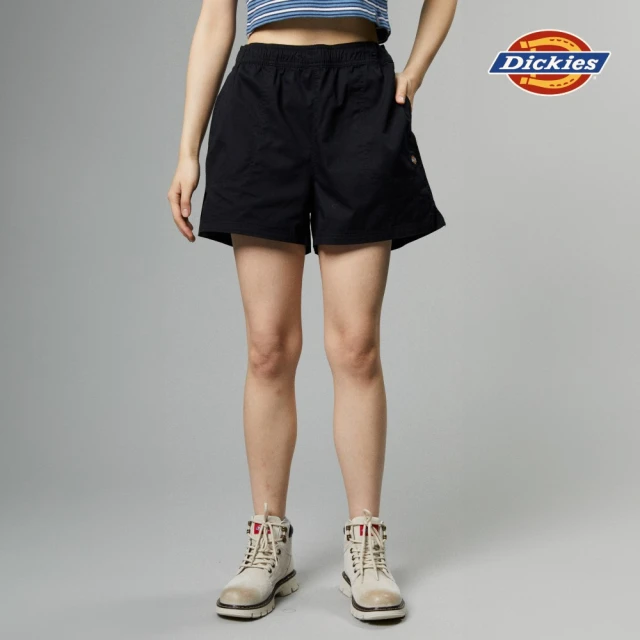 Dickies 女款黑色純棉鬆緊褲腰設計柔軟舒適短褲｜DK013003BLK