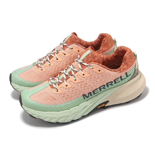 MERRELL 越野跑鞋 Agility Peak 5 女鞋 粉 綠 回彈 抓地 越野 運動鞋(ML068168)