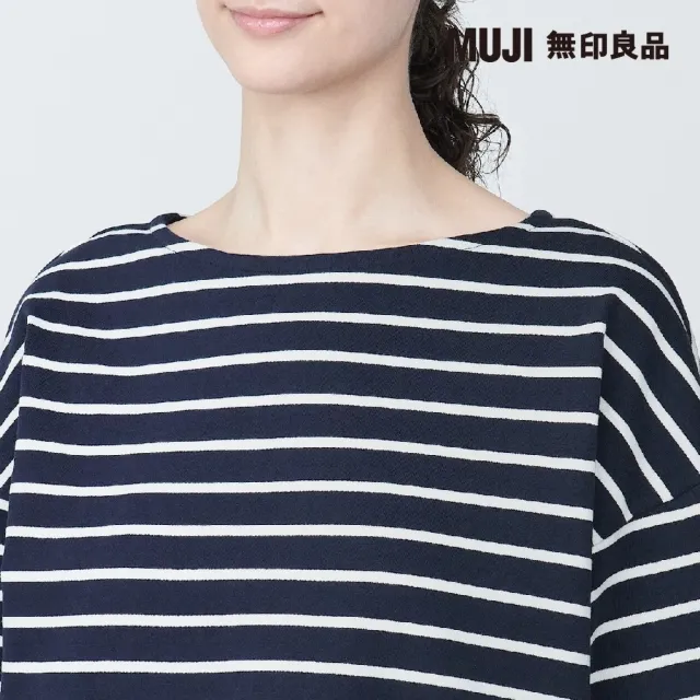 【MUJI 無印良品】女有機棉橫紋船領短袖T恤(共8色)