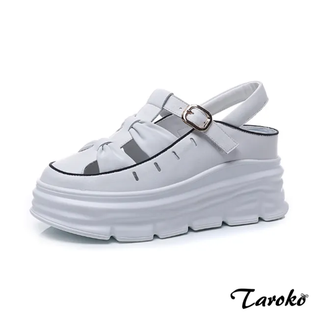 【Taroko】羅馬之旅編織全真牛皮厚底涼鞋(2色可選)