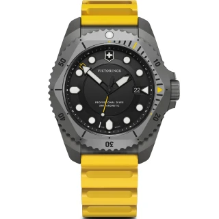 【VICTORINOX 瑞士維氏】Dive Pro ISO 6425 認證 300米潛水鈦石英腕錶-43mm黃 母親節(VISA-241992)