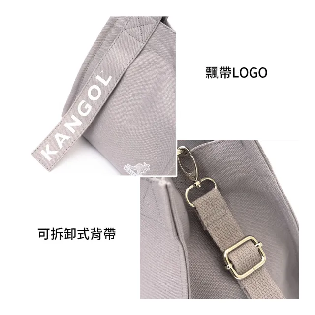 【KANGOL】袋鼠 飄帶兩用包(時尚灰 帆布包)