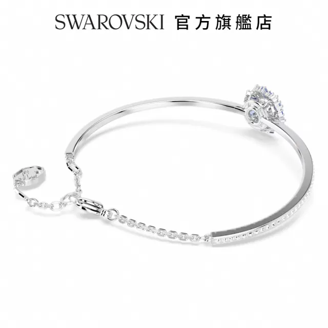 【SWAROVSKI 官方直營】Idyllia 手鐲花朵 藍色 鍍白金色