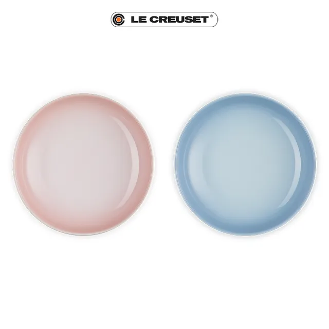 【Le Creuset】瓷器新娘系列深圓盤20cm-2入組(貝殼粉/海岸藍)