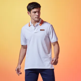 【NAUTICA】男裝 COMPETITION撞色領圍短袖POLO衫(白色)