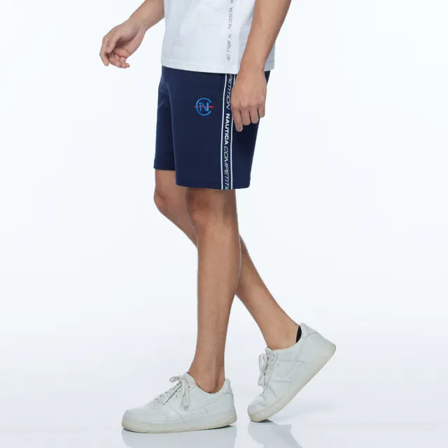 【NAUTICA】男裝 COMPETITION品牌LOGO織帶運動短褲(深藍)