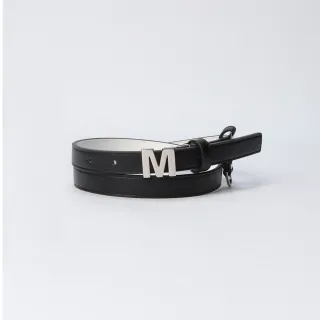【Munsingwear】企鵝牌 女款黑色原創M型金屬釦氣質細皮帶 MLTJ0H01