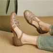 【WYPEX】百搭復古真皮羅馬涼鞋低跟女鞋(3色)