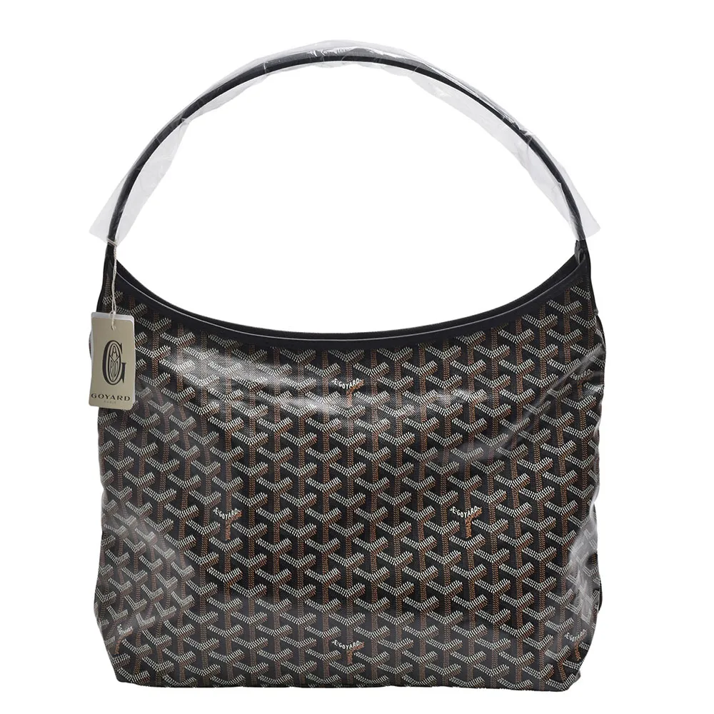 【GOYARD 高雅德】經典HOBO BAG系列印花防水帆布單肩背購物包(黑色SAC-HOBO-BOHEME-PM-NOIR)