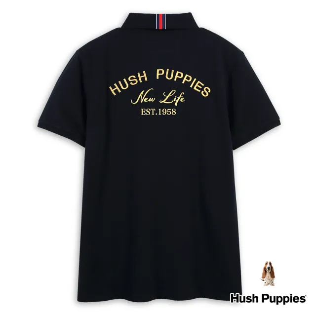 【Hush Puppies】男裝 POLO 經典品牌立體英文繡花刺繡狗短袖POLO衫(丈青 / 43101201)