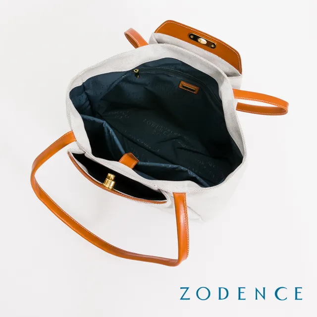 【ZODENCE 佐登司】DION德國帆布商務休閒水滴釦肩背包(貴族白)