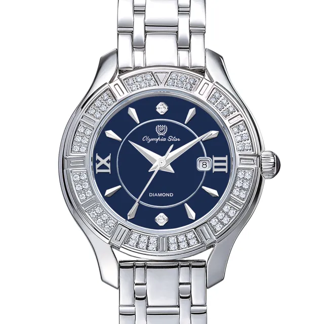 【Olympia Star 奧林比亞之星】優雅星輝真鑽時尚腕錶(28051DLS 藍面)