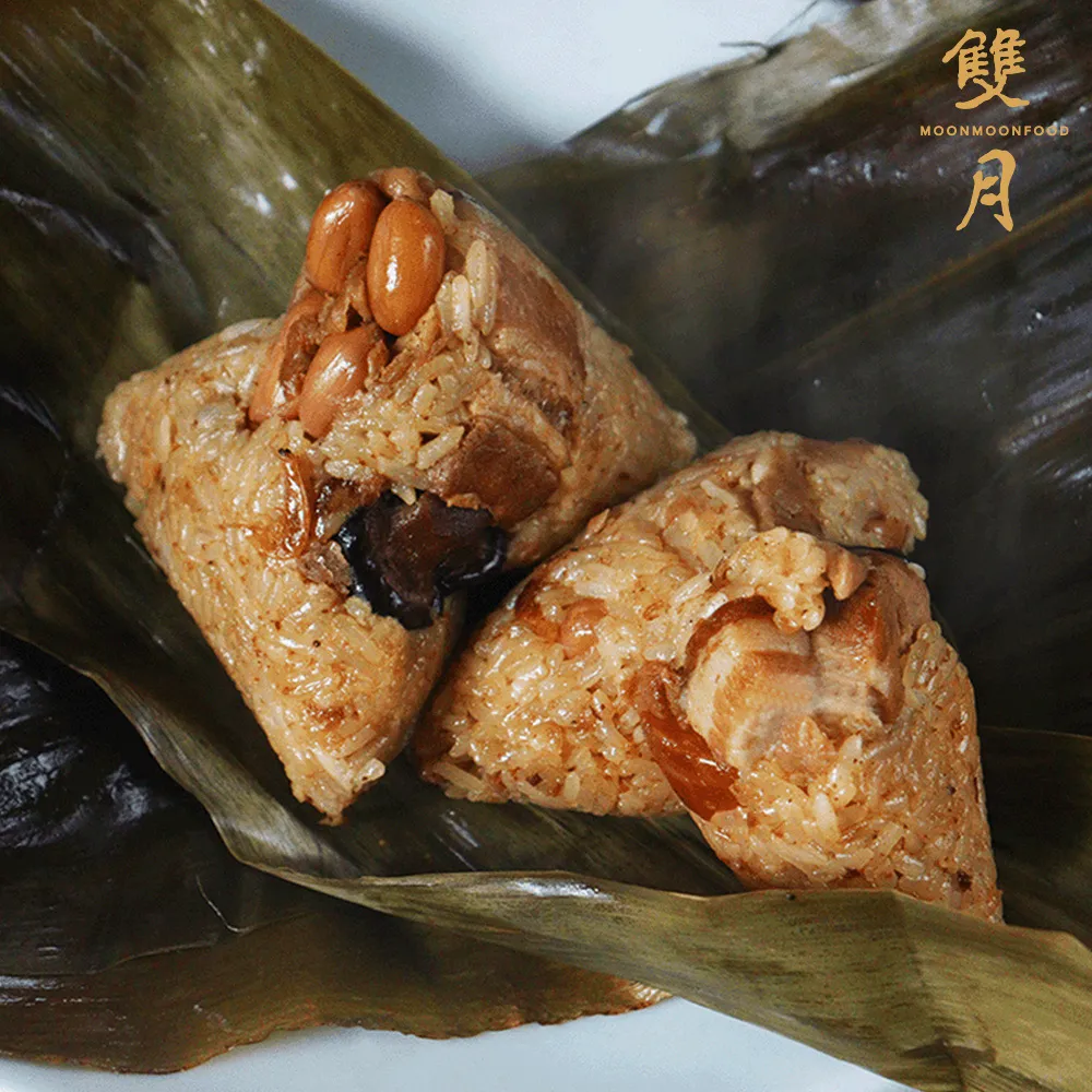 【雙月食品社】阿嬤傳統古早味肉粽1包+剝皮辣椒肉粽1包-共12顆(150g/顆 端午節 粽子)