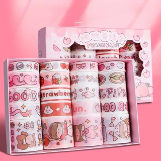 少女粉紅小兔和紙膠帶20入-禮盒裝(可愛造型 手作 手工卡片 手帳貼紙 卡通 筆記本 文具 學生 禮物包裝)