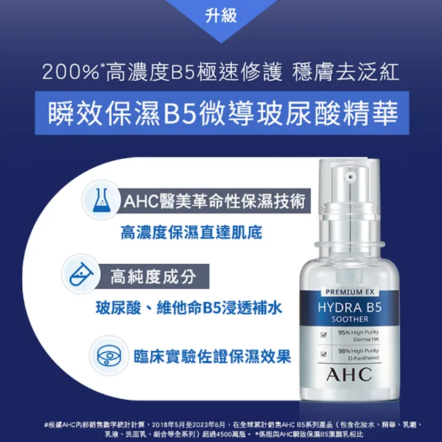 【AHC】瞬效B5微導玻尿酸保濕精華液30ml(b5 玻尿酸 保濕 超值組)