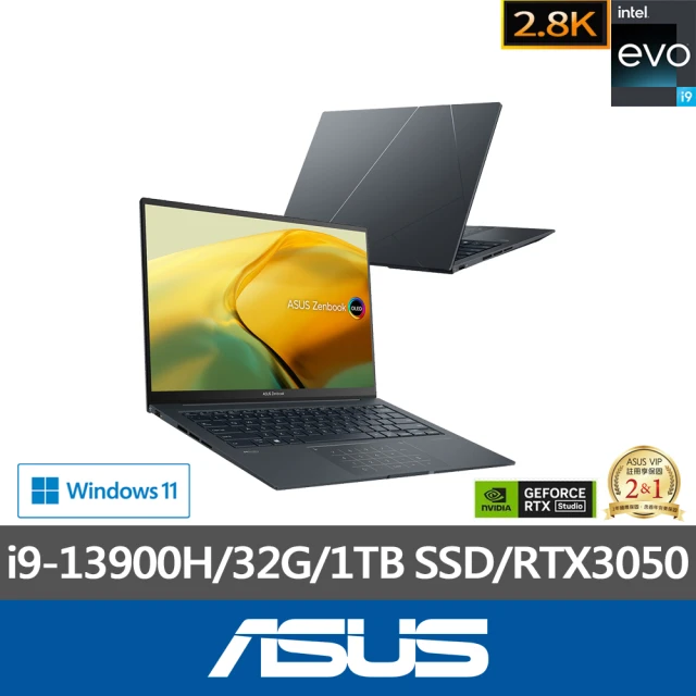 【ASUS 華碩】14吋i9 RTX3050輕薄筆電(ZenBook UX3404VC/i9-13900H/32G/1TB SSD/W11/EVO/2.8K OLED)