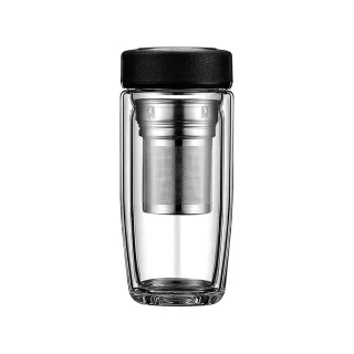 【日常用品】雙層玻璃泡茶杯(便攜 水杯 水壺 露營 咖啡杯 隨行杯 濾茶網 隨手杯 茶水分離)