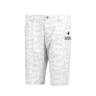 【LE COQ SPORTIF 公雞】高爾夫系列 男款白色滿版字母印花防潑水抗UV短褲 QGT8T901