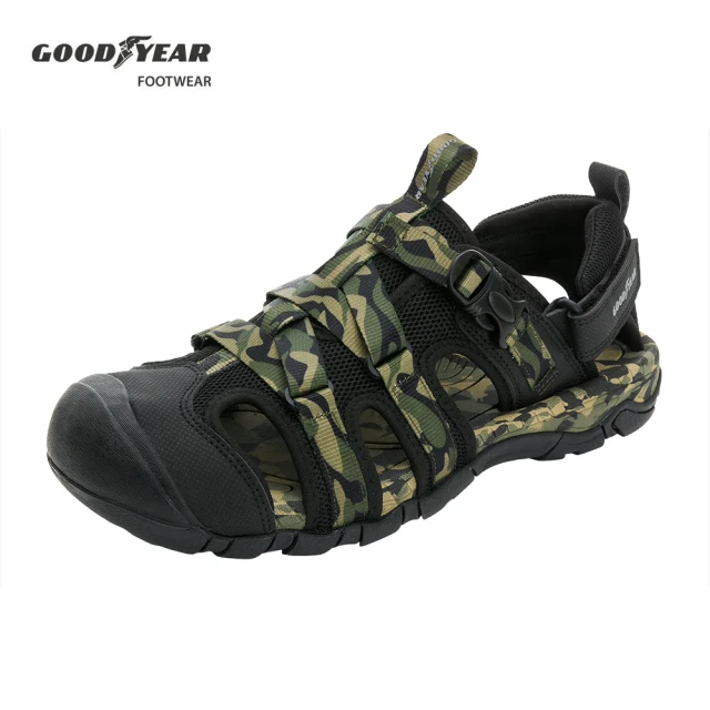 【GOODYEAR 固特異】海豹II-護趾寬楦運動涼鞋/男鞋 防撞鞋頭 快插扣 軍綠(GAMS43745)