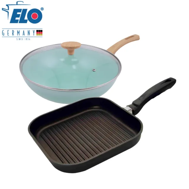 【ELO】Rubicast 方型不沾平底鍋28X28cm(送30CM炒鍋)