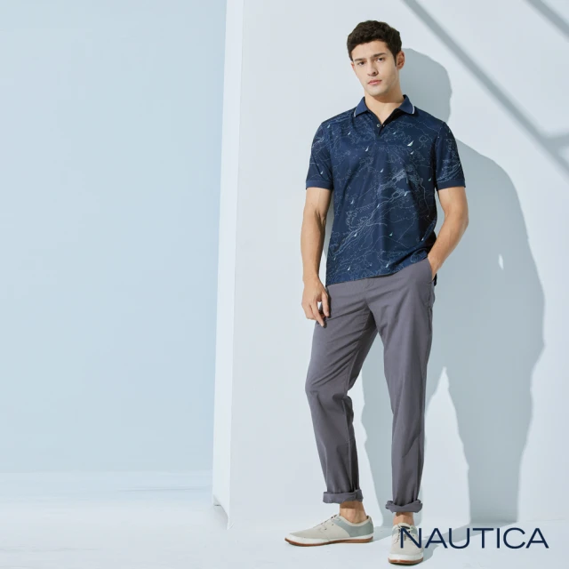 NAUTICA 男裝 COOL MAX涼感素面長褲(深灰)