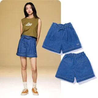 【Lee 官方旗艦】女裝 牛仔短褲 / 涼感 高腰花苞 A型剪裁 中藍洗水(LB422012186)