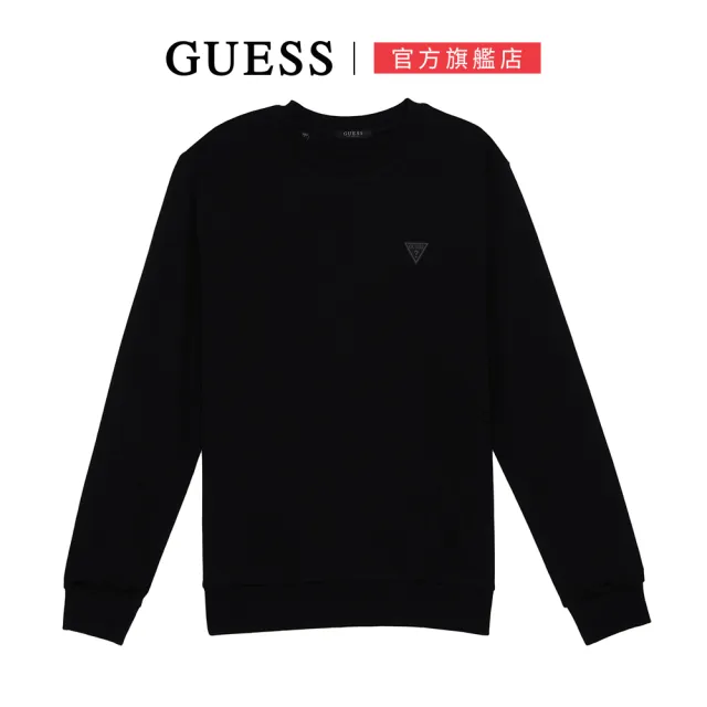 【GUESS】圓領素色小LOGO大學T(三色任選)