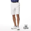 【Lynx Golf】男款日本進口面料環保素材抗UV涼感機能素面外觀後袋山貓繡花雙折休閒短褲(二色)