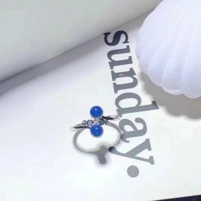 【勝弘珠寶】多明尼加天空藍珀戒指-5mm