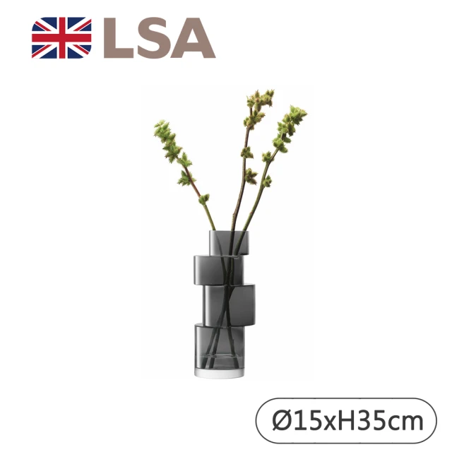 LSA TIER造型花瓶 小-白/附蠟燭(英國手工玻璃家居藝