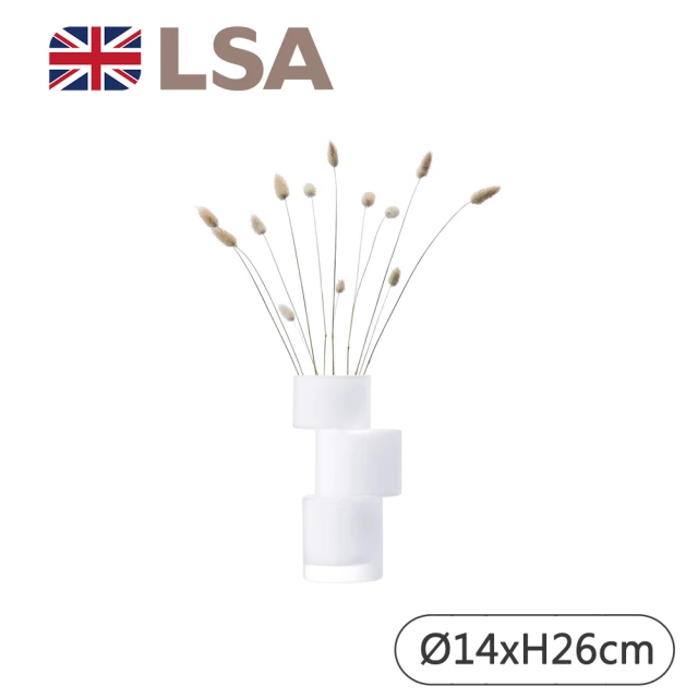 LSA TIER造型花瓶 小-白/附蠟燭(英國手工玻璃家居藝