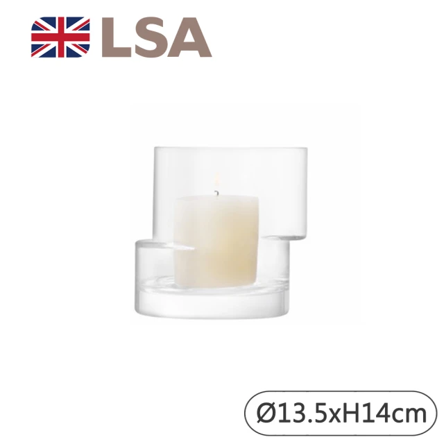 【LSA】TIER造型花瓶 小-透明/附蠟燭(英國手工玻璃家居藝品)