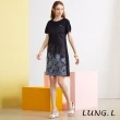 【LUNG.L 林佳樺】LP35H 藍色針織拼接蕾絲短袖洋裝(春夏新品 棉質 女裝)