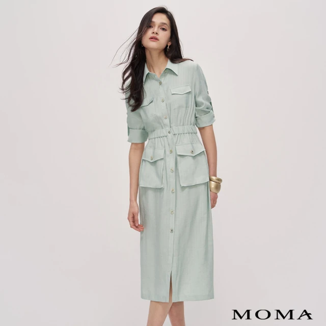 MOMA 休閒口袋襯衫洋裝(淺綠色)優惠推薦