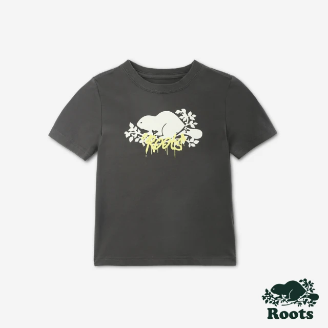 RootsRoots Roots 小童- ROOTS GRAFFITI短袖T恤(深灰色)