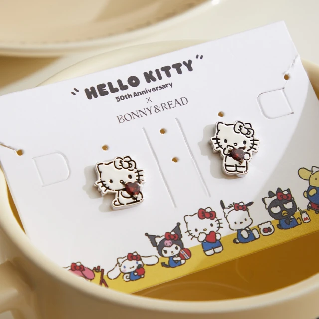 BONNY & READ [三麗鷗聯名/銀針] Hello Kitty 之心耳環(S925 聯名款 心動送禮)