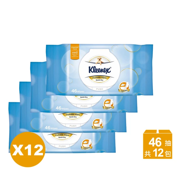 【Kleenex 舒潔】12包組 濕式衛生紙(46抽x12包)