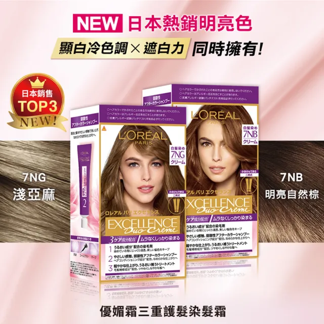 【LOREAL Paris 巴黎萊雅】優媚霜三重護髮雙管染髮霜★日本超夯新色(2入組)