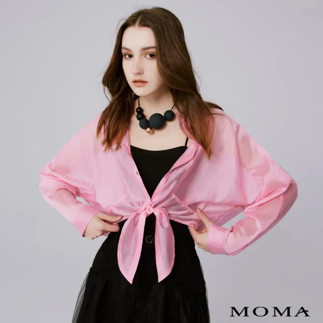 【MOMA】氣質綁帶半透襯衫(兩色)