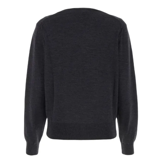 【AMI PARIS】春夏新款 女款 品牌刺繡LOGO羊毛針織衫-深灰色(S號、M號、L號、XL號)