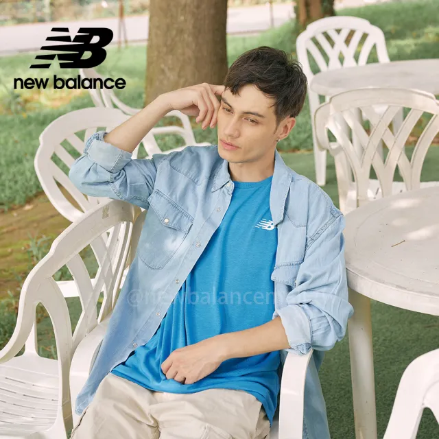 【NEW BALANCE】NB 科技棉短袖上衣_男款_藍色_MT11070HLU(美版 版型偏大 加價購商品)