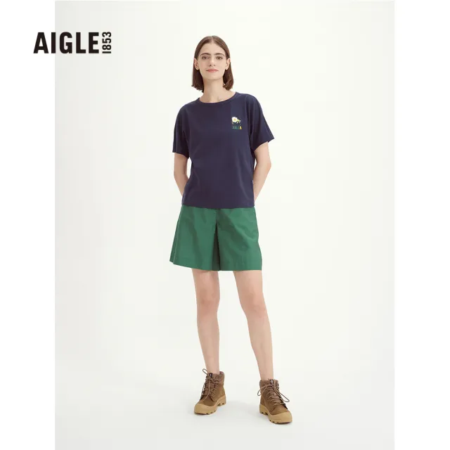 【AIGLE】女抗UV快乾短袖T恤AG-3P271A057 深藍(女T恤 抗UVT恤 快乾短袖T恤)