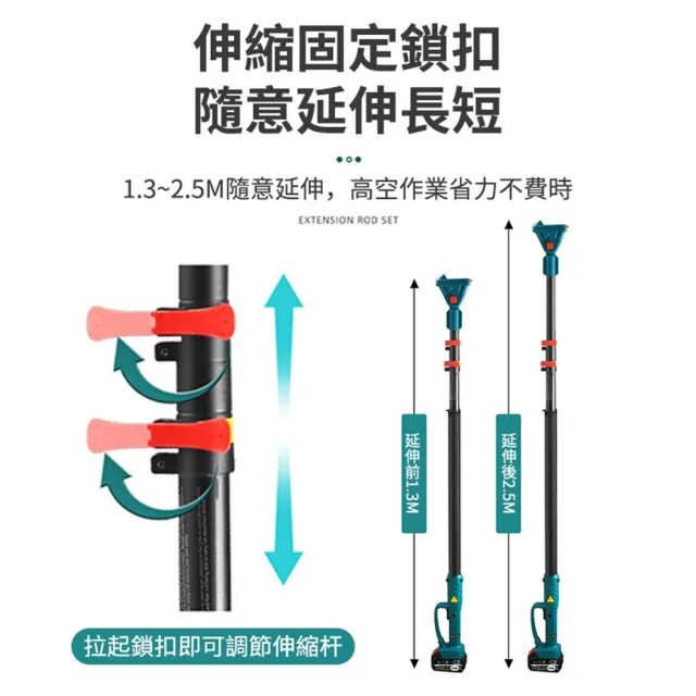 【Ogula 小倉】高枝鋸 伸縮高空鋸 6寸無刷電鏈鋸（十節兩電+長桿+座充）(高枝鋸/高空鋸/電動鋸子/高空鋸)