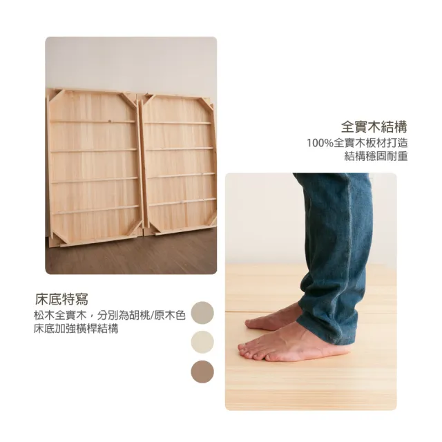 【麗得傢居】克莉絲6尺實木床底 實木床架 雙人加大床台(二色可選  台灣製造)