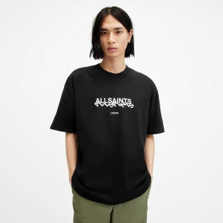 【ALLSAINTS】SLANTED 純棉寬鬆LOGO短袖T恤 M025PA(寬鬆版型)