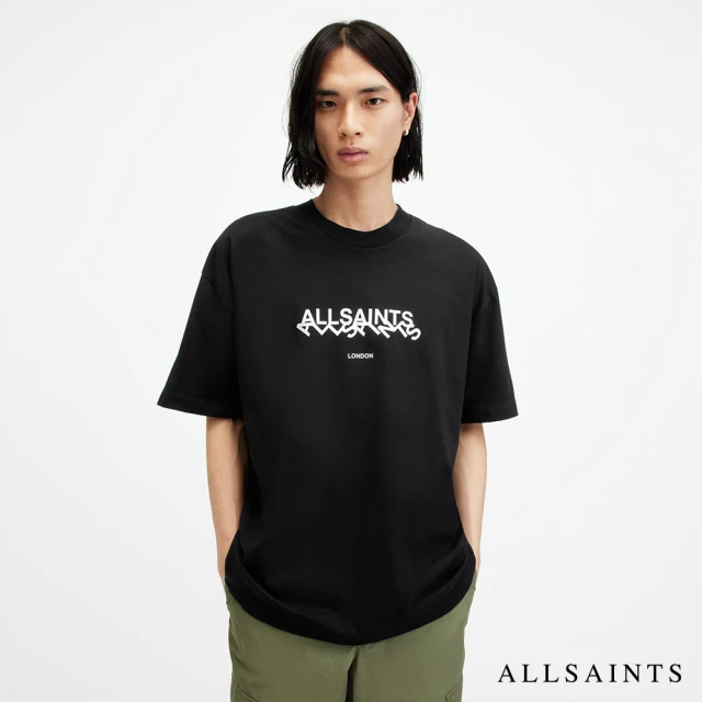 【ALLSAINTS】SLANTED 純棉寬鬆LOGO短袖T恤 M025PA(寬鬆版型)