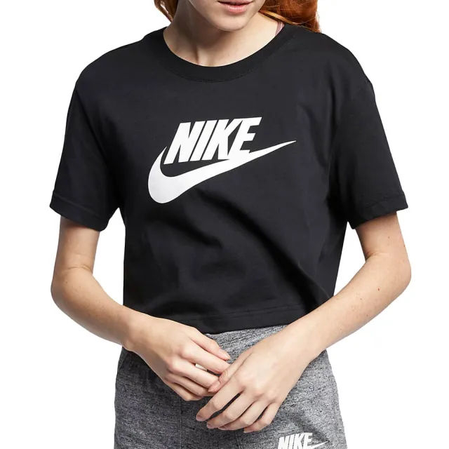 【NIKE 耐吉】AS NSW TEE ESSNTL CRP ICN FT 黑 LOGO短T 短版 短袖 女 夏日(BV6176-010 ∞)